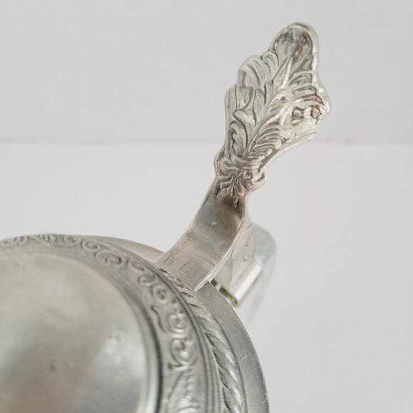 Vintage BFM-N West Germany Etched Crystal Clear Glass Beer Stein Pewter Lid - Picture 6 of 11